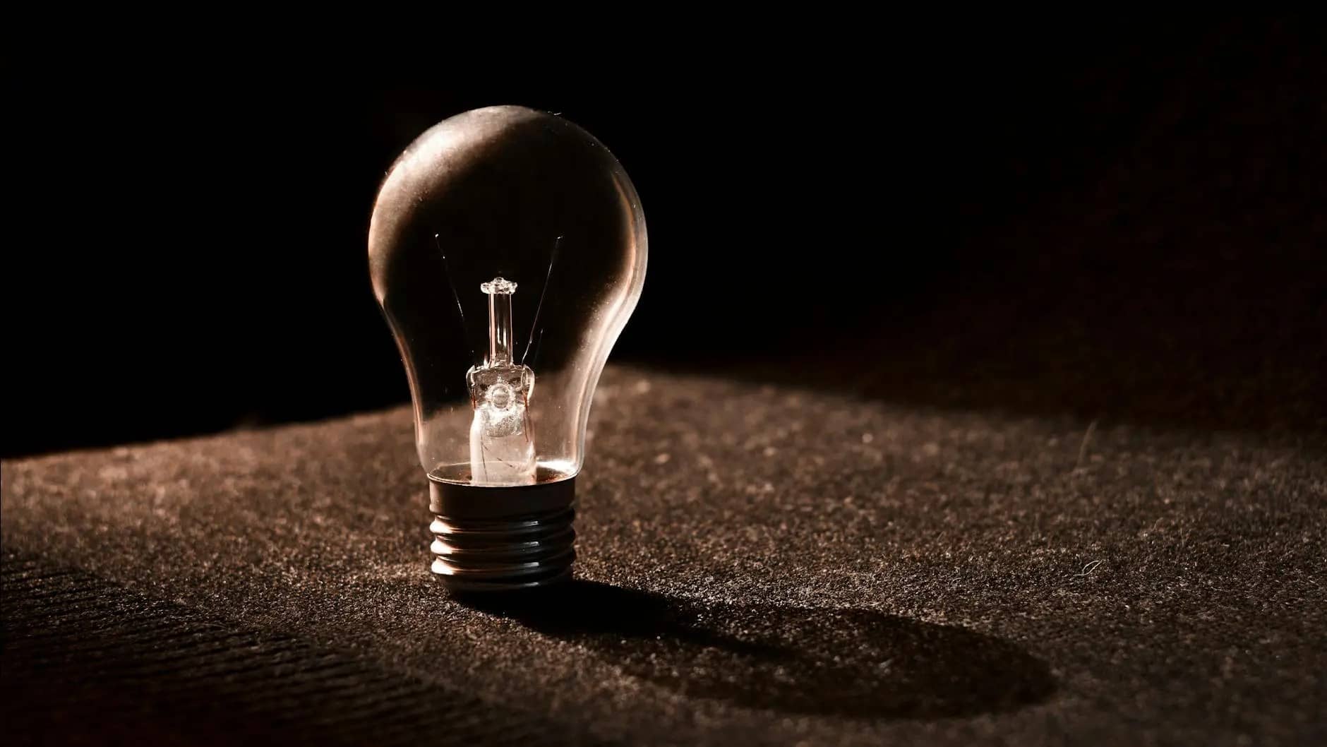 clear bulb on brown surface